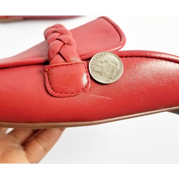 LINEA PAOLO Amy Braided Keeper Mules Red Napa Leather Sz 6.5 Slip On - Picture 12 of 12